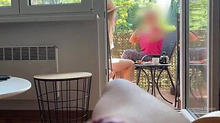 Imagined husband's public self pleasured and intimate conversation with stepmom while family was living