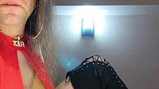 Sissy feeling playful with big tits in solo teasing session.