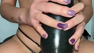 Latina friend masturbates with toy