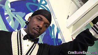 throating a wild blowbang with interracial babe action