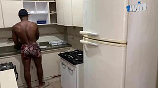 Tesão Hits Kitchen, Hairabernard's Ass Left Wide Open for Cum