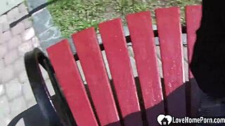 Cute blonde in glasses enjoys playground fun