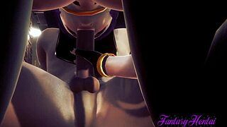 KDA LOL Hentai 3D Akali Blowjob Cum in Mouth Fucked Creampie