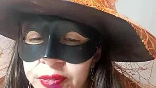 When her voluptuous blonde wife turns into a sexy witch for Halloween, a witch gets aroused and pleases herself for my watching