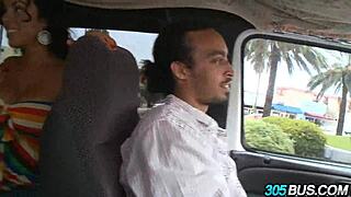 Curly Hair Babe Shows Beautiful Tits for Cash in Public