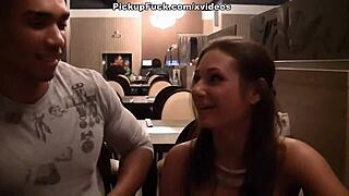 Titted brunette met and fucked her in public, feeling the outdoor passion