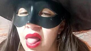When her voluptuous blonde wife turns into a sexy witch for Halloween, a witch gets aroused and pleases herself for my watching
