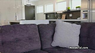 Blonde teen swaps dildo for monster cock in ass