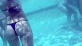 Teen Ass Pussy Threesome Poolside POV Facial Cumshot