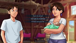 Bent over in doggystyle with shaved pussy and small tits