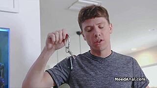 Blonde teen swaps dildo for monster cock in ass