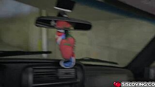 In outdoor parking garage, stepbrother monster c0ck gets deepthroated by Nicole Rey