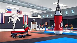 Bent over in doggystyle with shaved pussy and small tits