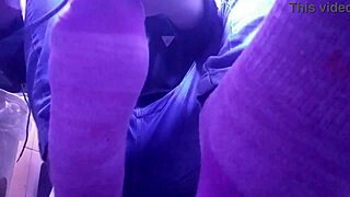 showing new pink socks and tired feet for fetish fun