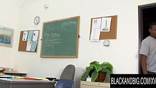 A well Endowed student get feels abound by the voluptuous black teacher Kelli Staxxx in fishnets