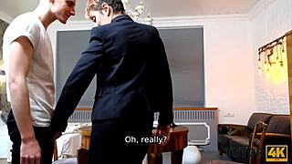 tutor4k features mature tutor with short hair getting nailed by teen student in various hot poses