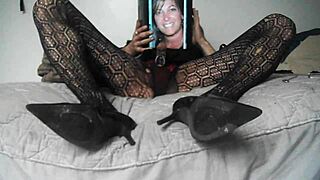 girl in pantyhose masturbates alone 😊