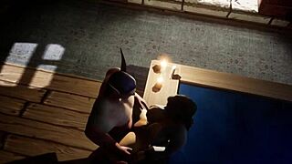 Steamy and sexy bath time featuring Warcraft style rainy anime elves with deepthroat action