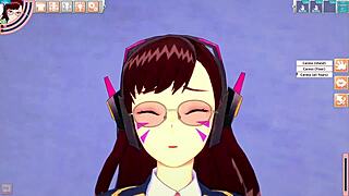 D Va Parody Babe Rides Cock In Cowgirl Position While Sucking Deepthroat