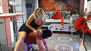 Masked femdom amateur punishes with feet in intense pet play BDSM session