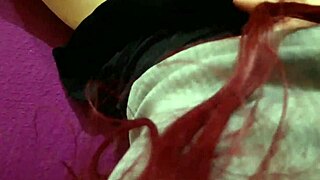 Horny Redhead Rubs Pussy to Huge Orgasm in Stockings