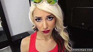 russian blonde teen experiences first dp gangbang, slut masturbates in taboo group pov