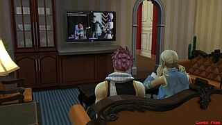 fairy tail lucy gets her big tits fucked by natsu in russian handjob hentai