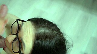 hey, beautiful brunette sucks big cock and gets facial cumshot, so hot! 😍