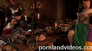 crazy teen orgy with big cocks fucking in the castle