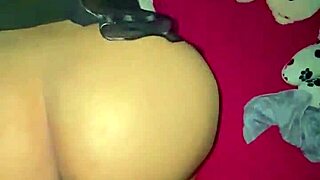 Big tits babe masturbates while getting massaged in doggy position, ass bouncing.