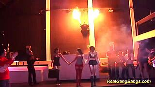 Extreme wild gangbang with teen deepthroating and swallowing bukkake