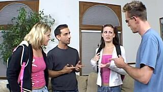 Group of young girls having sex and trying to give each other blowjobs