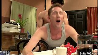 Tattooed gay sucks cock then gets slammed