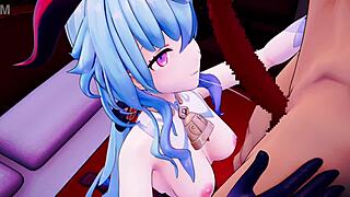 Genshin Ganyu Pet and Belly Play in 3D Hentai