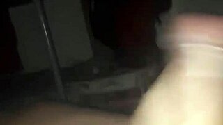 He jerks his cock at midnight in homemade gay video.