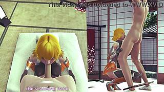 Sakura Igawa receives oral until orgasm, then missionary sex with massive cum in 3D anime animation