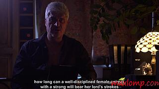 Sexy milf getting whipped on her back during bdsm