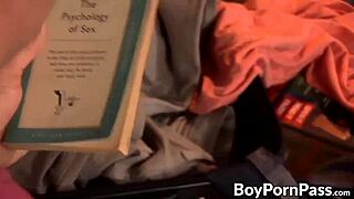 Handsome guy feels ecstasy getting assfucked after sucking twink’s massive cock.