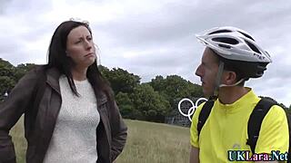 Classy Brit Milf in Heels Gets Spunked Stockings with Big Cock Facial Outdoors.