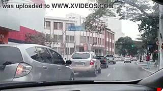 Natasha Sub's steamy solo car ride crossdressing twist