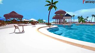 Yor Forger in Bikini Pool Fantasy Scene