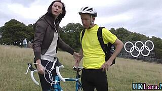 Classy Brit Milf in Heels Gets Spunked Stockings with Big Cock Facial Outdoors.