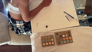 I watch the brunette milf give an amazing handjob until cumshot