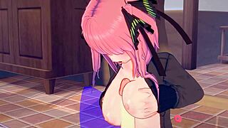 nino nakano in cosplay fingering her big tits masturbation cumshot