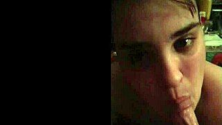 Young teen Luna amateur gives blowjob with pierced nipples