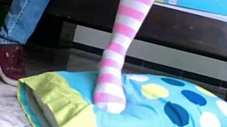 Busty petite teen fingered to orgasm. Her cute tight body gets so wet!