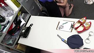 cute blonde in a police uniform busted in the mall and now its time for a nice quick fucking