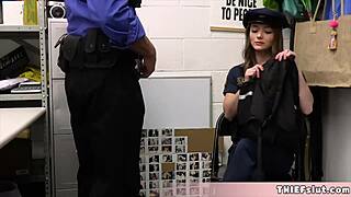 cute blonde in a police uniform busted in the mall and now its time for a nice quick fucking