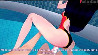 Get an inside look at Violet Parr in the pool from The Incredibles: For the Red Premium there are short, extra scenes available