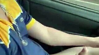 Jerking off in car while driving solo
